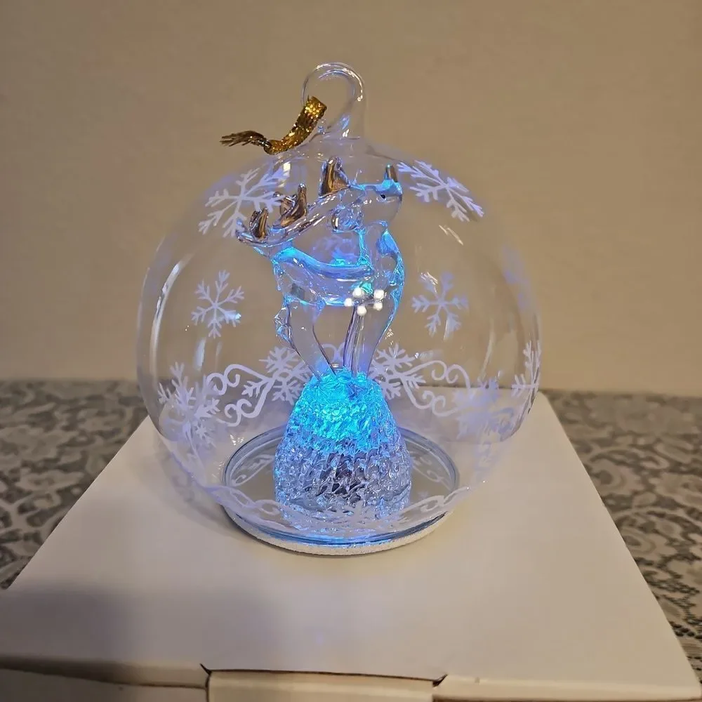 Vintage Soreele LED Lighted Glass Raindeer Globe